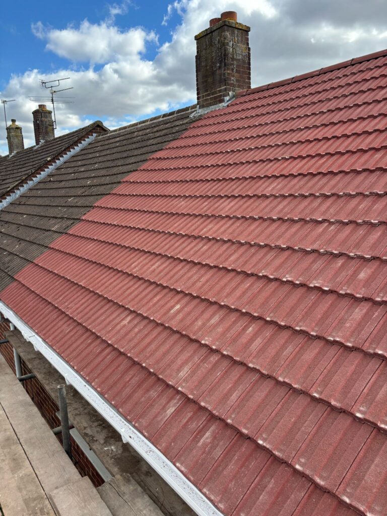 This photo shows a roof in Nottinghamshire before spray foam removal started.